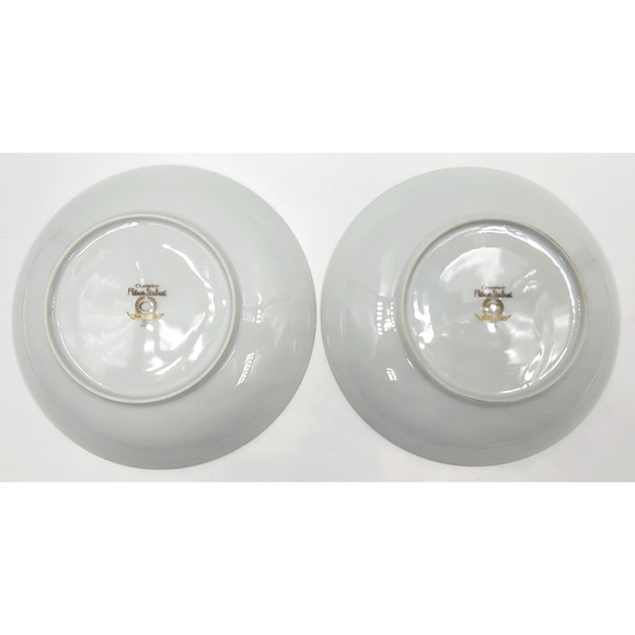 Creative Starburst Coupe Soup Bowls Silver Trim Atomic Gray 1950s Set of 2 - Picture 4 of 7